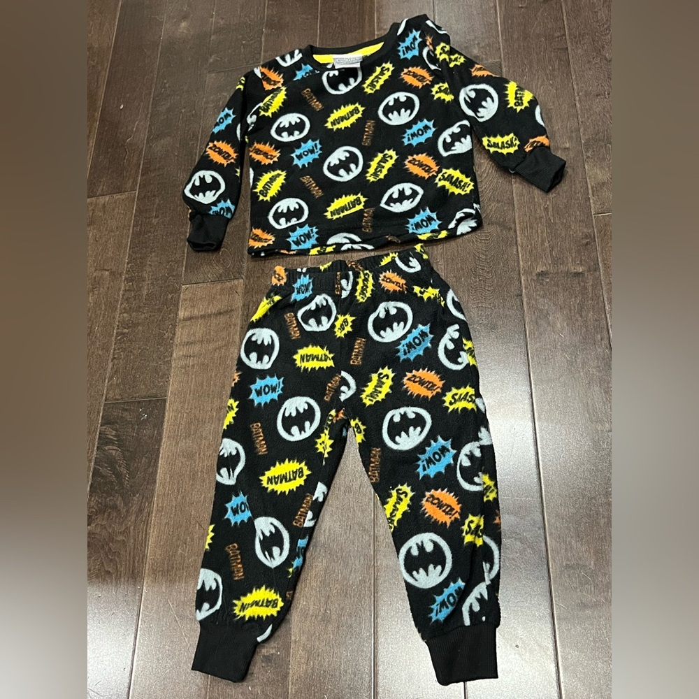 Black Superhero Pajama Set with Colorful Graphics